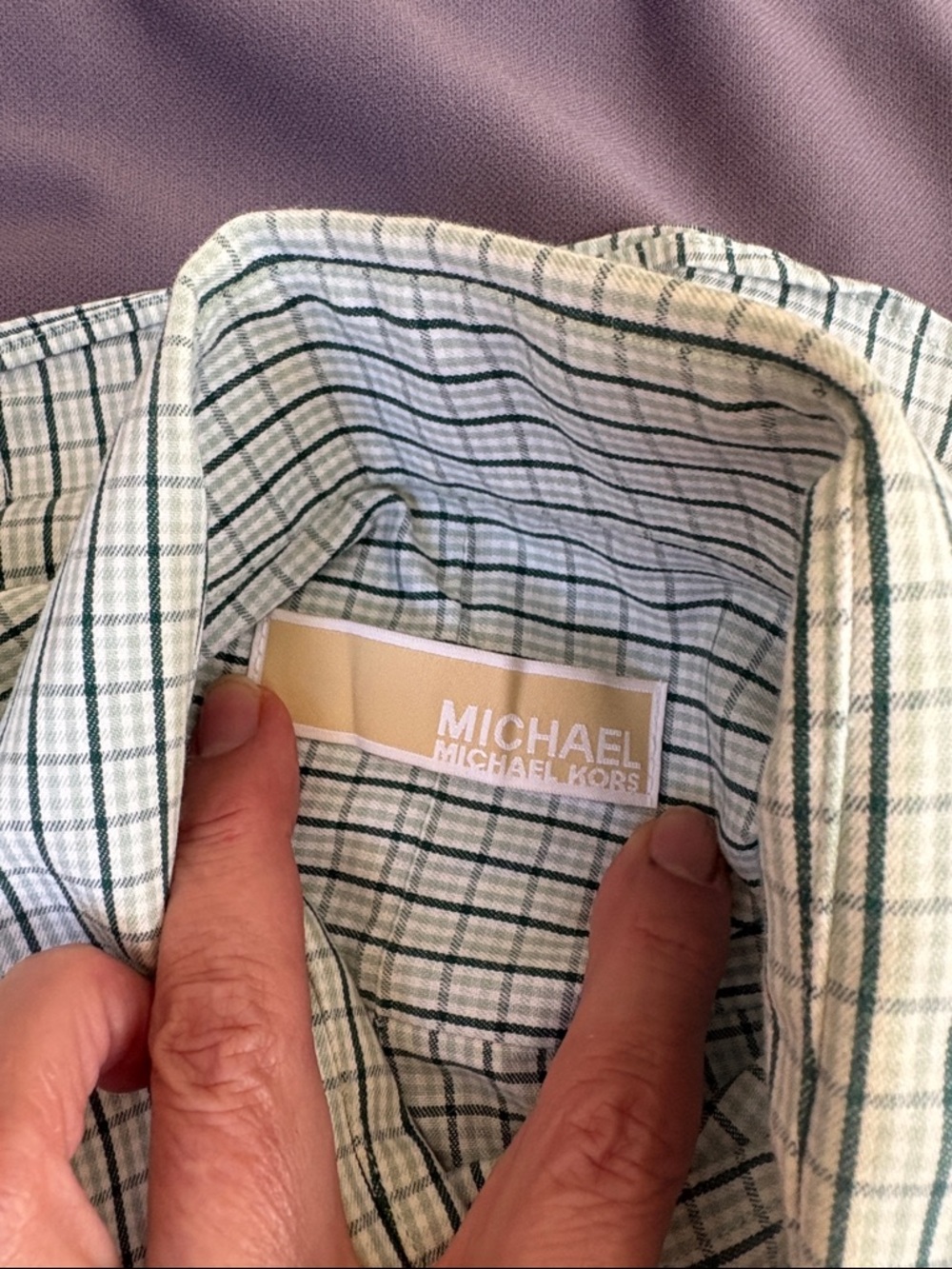 Michael Kors Light Blue and Navy Check Dress Shirt